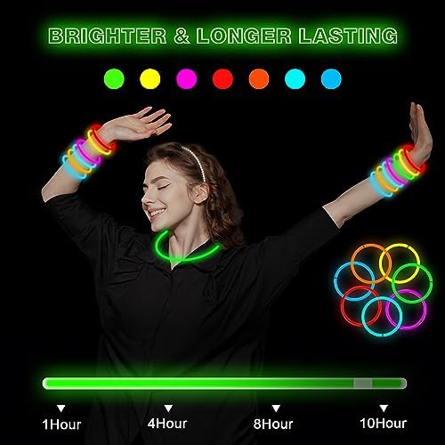 Ultra Bright Christmas Glow Sticks - 500PRO Party Pack with Connectors for Christmas, Neon Birthday and Holidays - Multicolor 8" Glow Sticks Necklaces Bulk