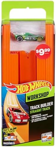 Hot Wheels Toy Car Straight Track Set with 37 Component Building Parts & 1:64 Scale Vehicle (Amazon Exclusive)