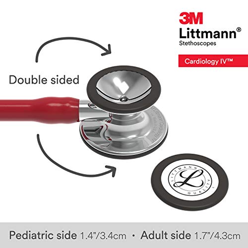 3M Littmann Cardiology IV Diagnostic Stethoscope, 6170, More Than 2X as Loud, Weighs Less, Stainless Steel Mirror-Finish Chestpiece and Stem, 27" Burgundy Tube