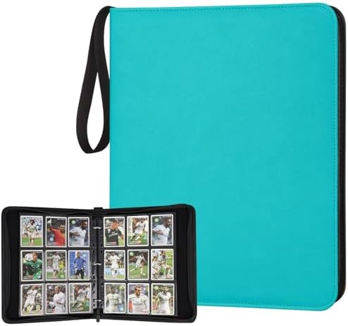9 Pocket Card Binder, Premium Zip Trading Card Binder, 720 Double Sided Pocket PU Card Collection Binder, Collector Card Album, Card Folder for MTG, TCG, Sports Cards, Game Cards (LAKE BLUE)