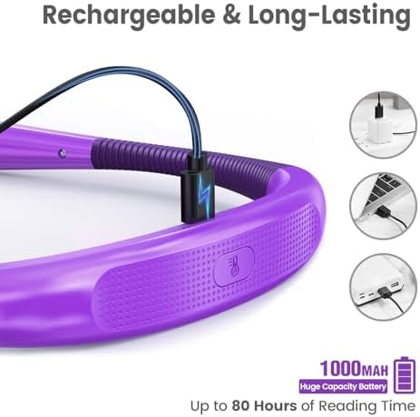 Glocusent Book Light, 3-Color & 6-Brightness Reading Light, Bendable Neck Light, 80-hr Lasting Rechargeable Lamp, Perfect Book Light for Reading in Bed, Knitting, Camping, Repairing, Book Lovers Gifts