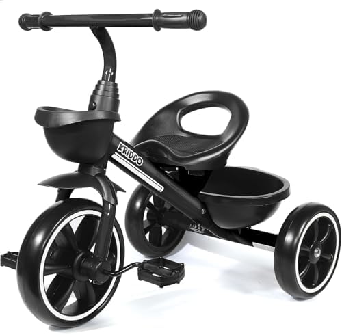KRIDDO Kids Tricycle for 2-5 Year Olds - Gift for Toddlers - Black