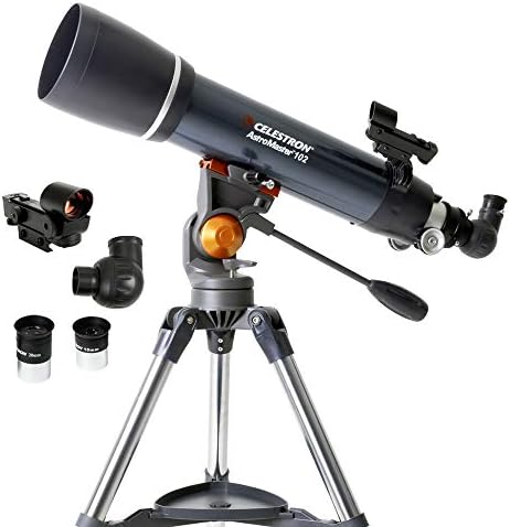 Celestron – AstroMaster 102AZ Telescope – Short-Tube Refractor Telescope – Fully-Coated Glass Optics – Adjustable-Height Tripod – Bonus Astronomy Software Package