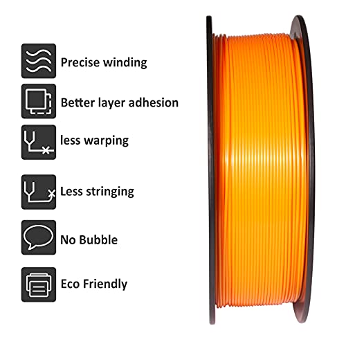 Geeetech Orange PLA 3D Printer Filament,PLA 3D Printer Filament 1kg Spool(2.2lbs) Dimensional Accuracy +/- 0.02mm, 3D Printing Filament Fits for Most FDM 3D Printers