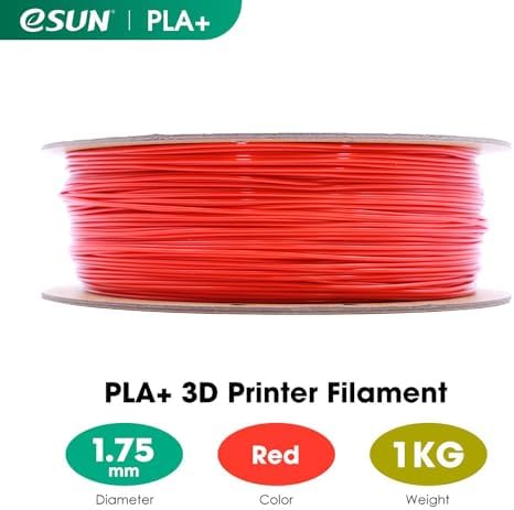 eSUN PLA+ Filament 1.75mm, 3D Printer Filament PLA Plus, Dimensional Accuracy +/- 0.03mm, 1KG Spool (2.2 LBS) 3D Printing Filament for 3D Printers, Red