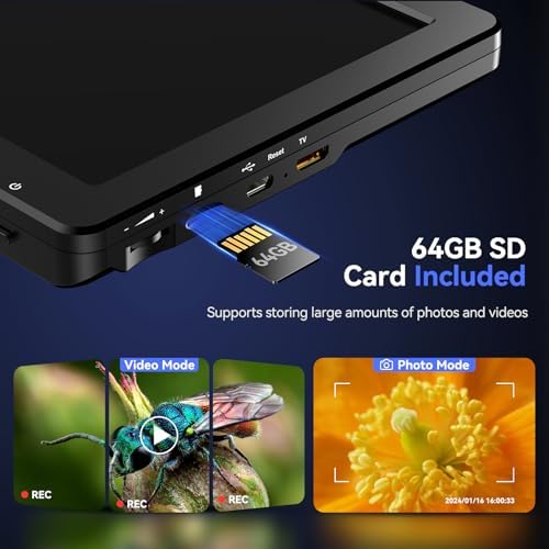 TOMLOV DM9 Max Digital Microscope: 20MP 10.1" 1500X HD IPS HDMI Coin Microscope Magnifier for Error Coins with Screen, LCD Soldering Microscopes for Adults, 10 LED Lights, PC/TV Compatible, 64GB