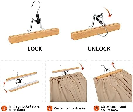 Amazon Basics Wooden Pants Hangers - Natural, 20-Pack