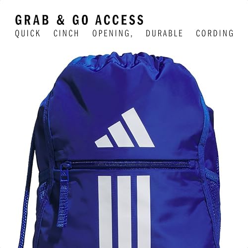 adidas Alliance Sackpack, Drawstring Backpack, Lightweight Small Gym Bag for Women and Men, Team Royal Blue, One Size