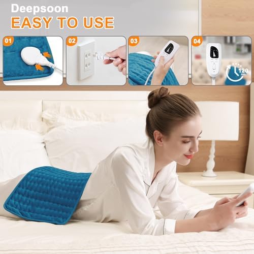 Heating Pads,Electric Heating Pads for Back,Shoulder,Hot Pad for Neck and Arms,Abdomen,Moist Heated Pad for Legs and Knee,Auto Shut Off(Deep Sky Blue, 24''×12'')