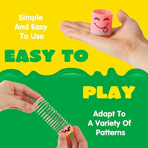 JOYIN 120 Pcs Spring Rainbow Party Favor, Mini Plastic Coil Spring Toy, Fidget Stress Coil Mini Springs Bulk Toys for Carnival Prize Birthday, Goodie Bag Stuffers