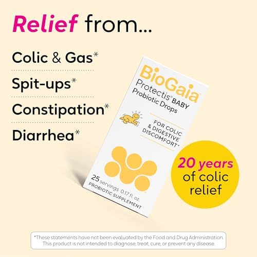 BioGaia Protectis Baby Probiotic Drops | Baby Essentials for Colic & Gas Relief | Safe for Newborns | Ease Crying, Fussing, Colic, Gas, Spit-ups & Constipation | No Dairy, Soy & Gluten | 5mL
