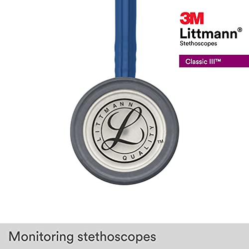 3M Littmann Classic III Monitoring Stethoscope, 5622, More Than 2X as Loud, Weighs Less, Stainless Steel Chestpiece, 27" Navy Blue Tube