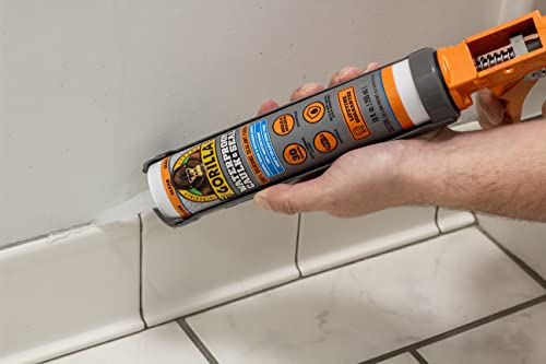 Gorilla Waterproof Caulk & Seal Silicone Sealant, 10Oz Cartridge (Pack of 2) - Clear Caulking Sealant for Kitchen, Window, Bath, Marine, Door and More