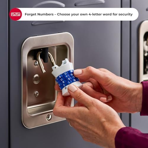 Master Lock Word Combination Lock, Set Your Own Word Letter Lock for Gym and School Lockers, Indoor Combo Padlock, Colors May Vary, 1535DWD