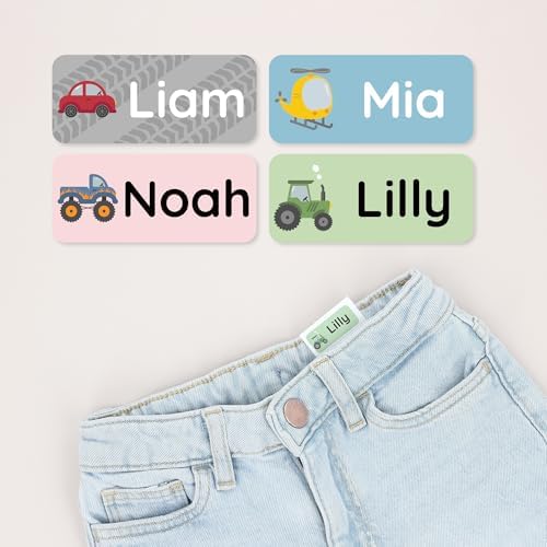 โ Personalized Name Labels for Kids (120) โ Waterproof & Durable Stickers for Clothing, School & Daycare Items - Motor