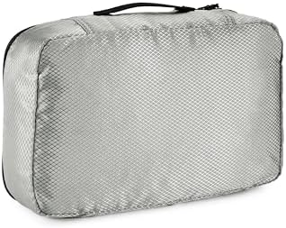 Amazon Basics Small Packing Cubes for Travel, Packing Organizers, 4-Piece-Set With Double Zipper Pulls and Mesh Top Panel, 100% Durable Polyester, Gray, 11"L x 6.8"W x 3"H