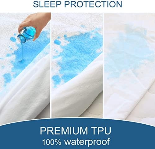 Full Extra Long (XL) Mattress Protector 100% Waterproof Full XL Sheets Fitted up to 14'' Depth Ultra Soft Terry Full XL Mattress Topper Cover Noiseless & Breathable, Machine Washable