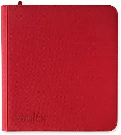 Vault X 12 XL Pocket Trading Card Zip Binder - 624 cards, Premium Exo-Tec Album Material, 26 Side-Loading Pages, Folder for Collectible Card Games, Sports, TCG (Red)