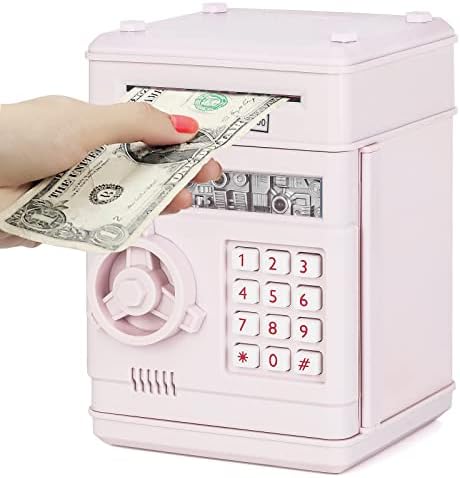 Refasy Piggy Bank Cash Coin Can ATM Bank Electronic Coin Money Bank for Kids Age 3-12, Money Savings Box Mini ATM Coin Bank Toys Gifts for 3 4 5 6 7 8 9 10 11 12 Year Old Boys Girls
