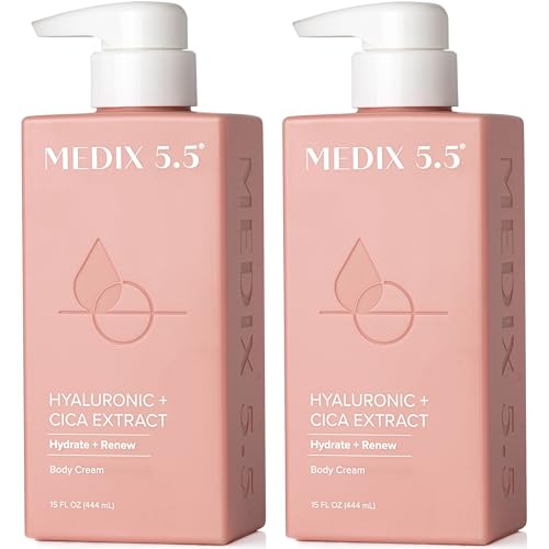 Medix 5.5 Hyaluronic Acid + Vitamin E Cream Body Lotion For Women | Hydrating Dry Skin Firming Lotion Minimizes Look Of Wrinkles, Stretch Marks, Cellulite, & Crepey Skin | Skin Care Products | 2-Pack