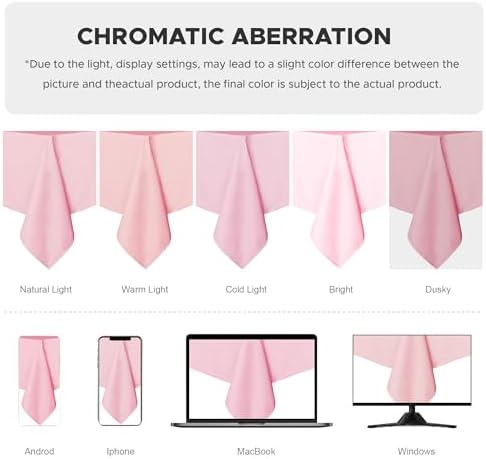 sancua Rectangle Tablecloth - 60 x 84 Inch - Stain and Wrinkle Resistant Washable Polyester Table Cloth, Decorative Fabric Table Cover for Dining Tables, Buffet Parties and Camping, Pink