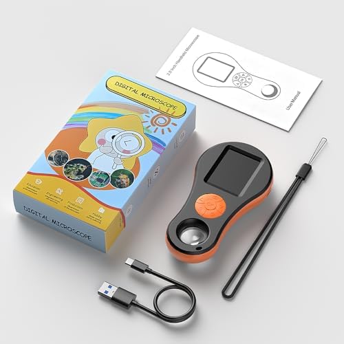 Digital Microscope Handheld 2.0 inch IPS Color Screen,Portable Digital Magnifying Glass,Marco Microscope for Kids,Built-in 8LED Lights,USB Compatible with PC Windows, Mac OS
