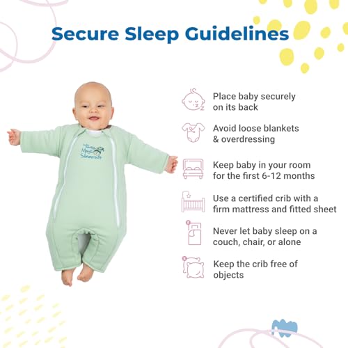 Magic Sleepsuit Baby Merlin's Cotton Baby Swaddle Transition Product - Soft and Cozy Design, Double Zipper for Easy Diaper Changes, Promotes Safe Sleep, 3-6 Months - Cream - Small 12-18lbs