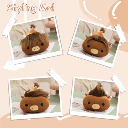 SQEQE Weighted Highland Cow Plush, Weighted Highland Cow Stuffed Animal, Cute Cow Plushies Soft Pillow Toy Gift for Kids Adults 23.6 Inch, 3.1 Lbs
