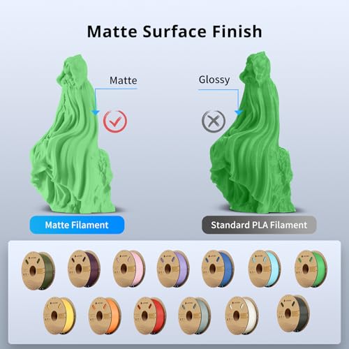 ANYCUBIC Matte PLA Filament 1.75mm, 3D Printing PLA Filament 1.75mm Dimensional Accuracy +/- 0.02mm, 1KG Spool (2.2 lbs), Matte Green