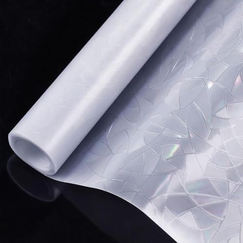 rabbitgoo Window Privacy Film Rainbow Film Decorative Window Sticker, 3D Static Stained Glass Cling Tint for Home Heat Control Non-Adhesive, 23.6 x 118.1 inches