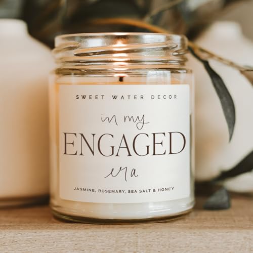 Sweet Water Decor In My Engaged Era Candle - Engagement and Bridal Shower Gifts for Her - 9 oz Soy Candle in Clear Jar with 40+ Hours Burn Time, Made in the USA