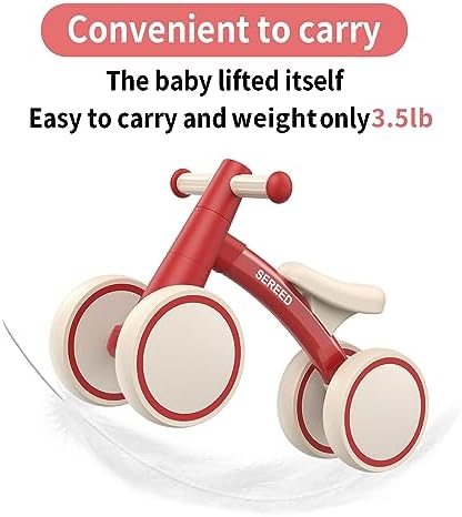SEREED Baby Balance Bike for 1 Year Old Boys Girls 12-24 Month Toddler Balance Bike, 4 Wheels Toddler First Bike, First Birthday Gifts