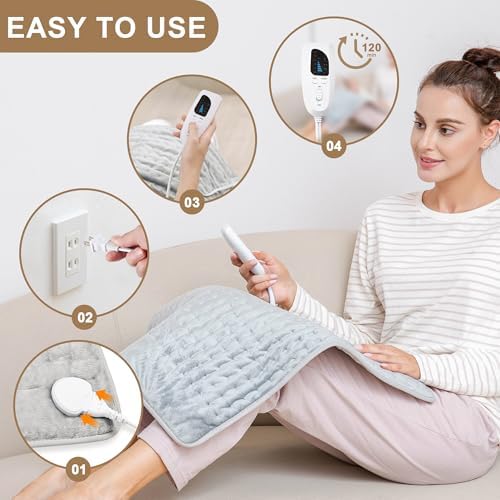 Heating Pad,Electric Heating Pads for Back,Neck,Abdomen,Moist Heated Pad for Shoulder,Knee,Hot Pad for Arms and Legs,Valentines Day Gifts-Auto Shut Off(Light Gray, 20''×24')