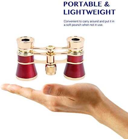 Aomekie Opera Glasses Binoculars 3X25 Theater Glasses Mini Binocular Compact with Chain for Adults Women in Musical Concert(Red)