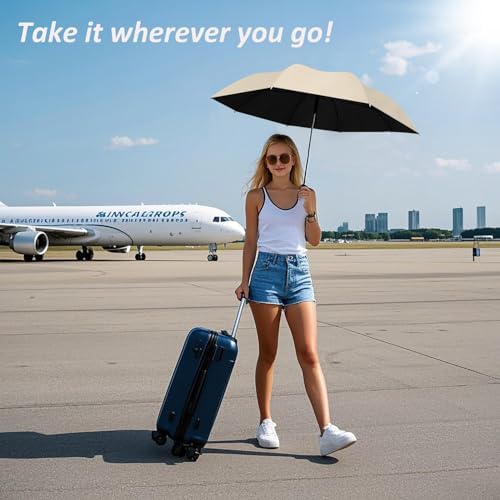 BAODINI Travel Mini Umbrella for Purse With Case Small Compact UV Sun Protection Sun Lightweight Tiny Pocket Umbrella for Women Girls and Men