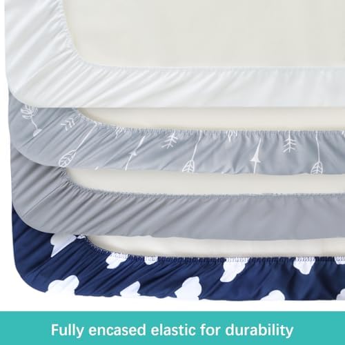 Baby Bassinet Sheets 4 Pack Compatible with 33" x 20" Mika Micky, Baby Delight, Dream On Me, AMKE and Other Rectangle Bassinet Mattress, Ultra Soft & Skin Friendly, Washer & Dryer
