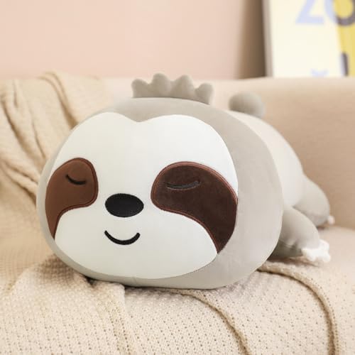 SQEQE Weighted Sloth Plush, Weighted Sloth Stuffed Animal, Cute Plushies Pillow Toy Gift for Kids Adults Brown 13.8 Inch, 1.6 Lbs