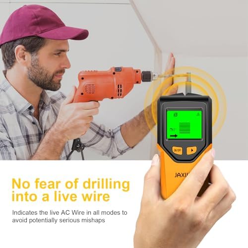 Stud Finder Wall Scanner - 5 in 1 Stud Finder Tool w/Microprocessor Chip and HD LCD Display, Stud Detector Beam Finders for the Center and Edge of Wood AC Wire Metal Studs Joist Pipe (Lemon)
