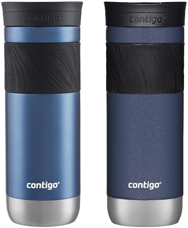 Contigo SNAPSEAL Insulated Stainless Steel Travel Mug with Grip 20oz. Blue Corn Transparent Satin & Midnight Berry