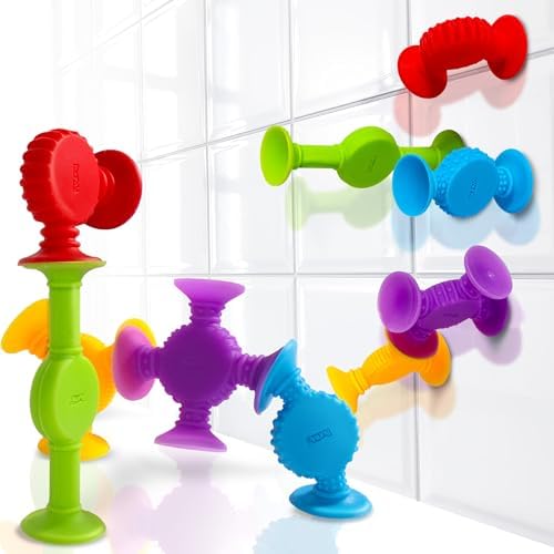 BUNMO Bath Toys Suction - Connect, Build, Create - Toddler Bath Toys - Hours of Fun & Creativity - Fine Motor Skills - Stimulating Sensory Toys - Non-Mouthable Toy 3+ - Textured 44 Pack