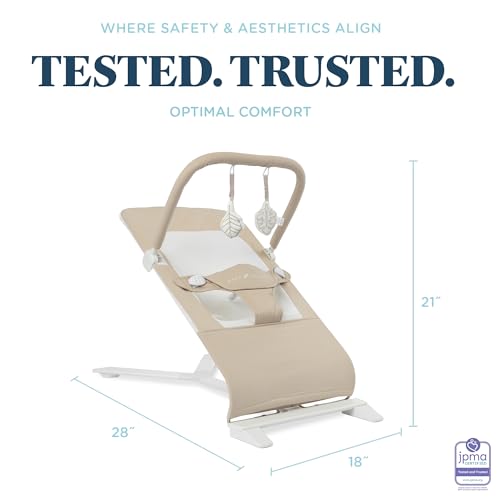Baby Delight Alpine Deluxe Portable Bouncer, Infant, 0-6 Months, 100% GOTS Certified Cotton Fabrics, Organic Oat