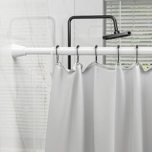 AIZESI Spring Tension Rods Adjustable Tension Curtain Rod Small Tension Rod No Drilling Expandable Spring Loaded Curtain Tension Rod?White,45" to 77"-1Pcs)