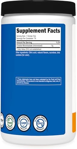 Nutricost Creatine Monohydrate Powder (Mandarin Orange, 500 Gram) - Micronized Creatine Supplement - Vegan, Non-GMO, Gluten Free