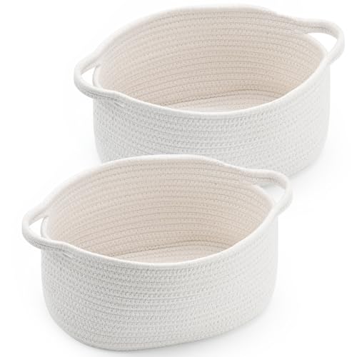 Cute Woven Storage Basket with Handle, Baskets for Gifts Empty, Gift Baskets for Birthday Baby Shower Raffle Burr Fundraising, Decorative Organizer Box for Baby Toy Pet, 13" D x 8" W x 6" H