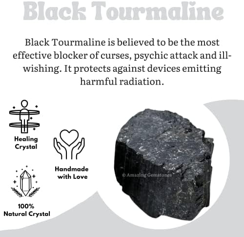 Amazing Gemstone Black Tourmaline Crystals Rough Stone in Bulk, 1lb Large Pieces Turmalina Negra Piedra Originales, Large Black Tourmaline Crystal Healing Stones for Protection