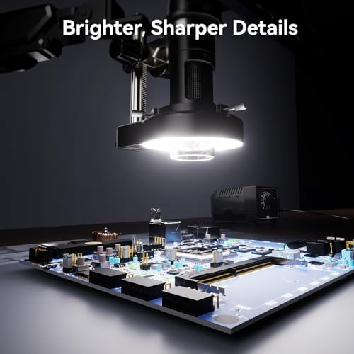 TOMLOV DM702 Flex-S 10.1" Digital Microscope with Soldering Helping Hands Station, Adults Coin Magnifying Glass with Flexible Boom Arm & Ring Light, USB Magnifier with Screen for Electronics Repair