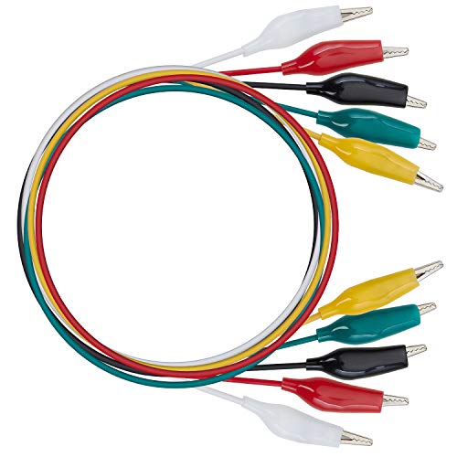 WGGE WG-026 10 Pieces and 5 Colors Test Lead Set & Alligator Clips,20.5 inches / 22 AWG Wire (5 Pack)