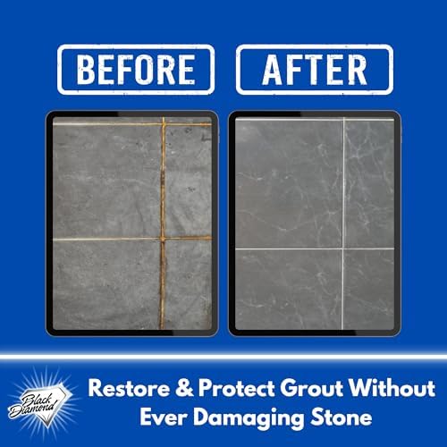 Black Diamond Ultimate Grout Cleaner: Best Cleaner for Tile,Ceramic,Porcelain, Marble Acid-Free Safe Deep Cleaner & Stain Remover for Even The Dirtiest Grout. (1-Quart/1-Brush)