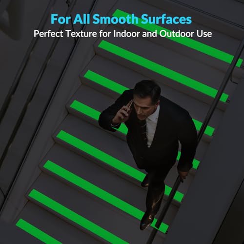 LifeGrip Anti Slip Traction Tape with Glow in Dark Green, 2 Inch x 38 Feet - Best Grip, Friction, Abrasive Adhesive for Stairs, Tread Step, Indoor and Outdoor, Luminous Green (2 inch X 38 feet)