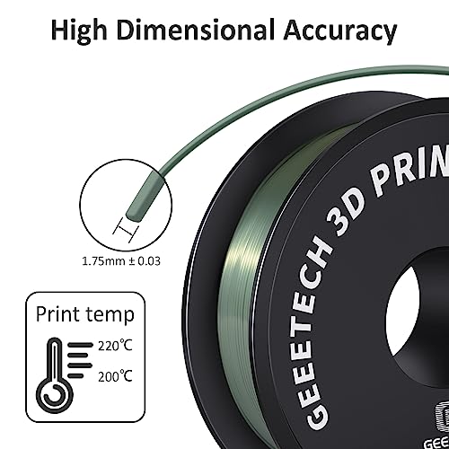 Geeetech Silk PLA Filament 1.75mm for 3D Printer, Dark Green Metal-Like Shiny PLA Filament 1kg (2.2lbs) Spool, Dimensional Accuracy +/- 0.02 mm,Metallic Silk Bronze